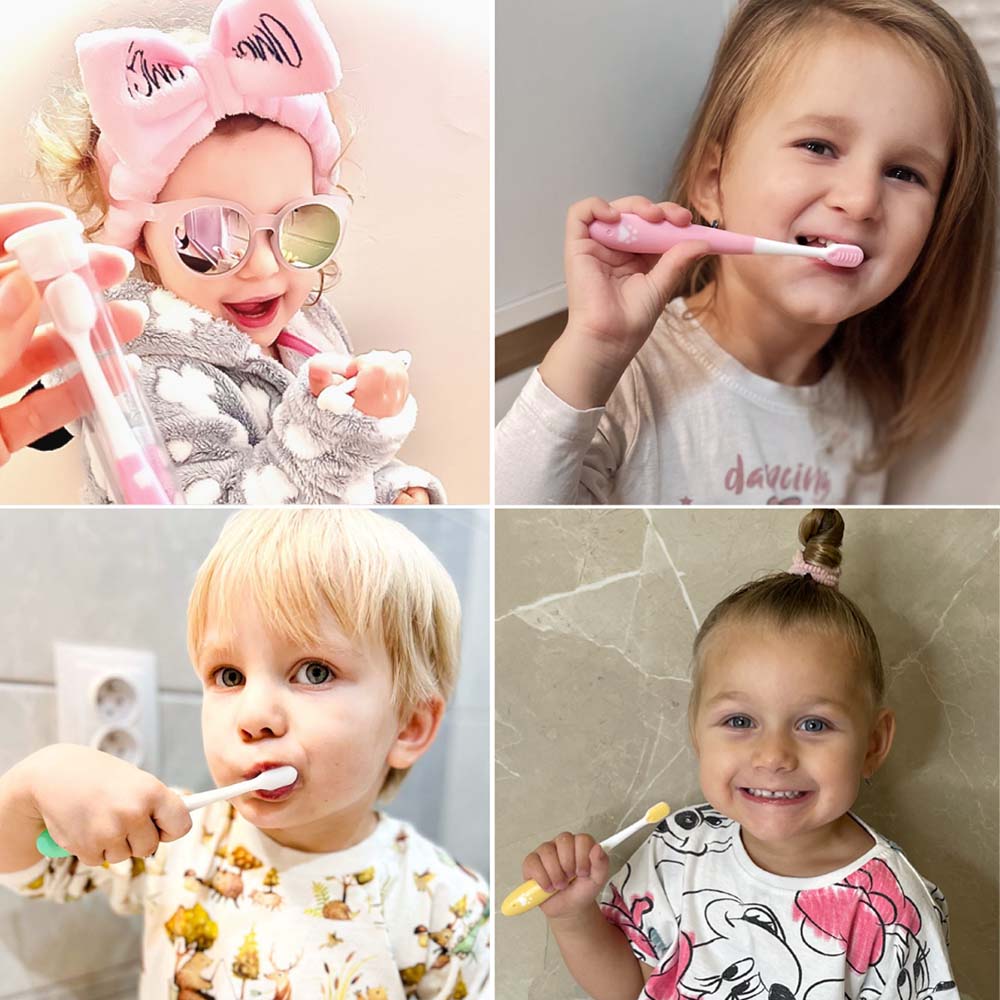Šťastné děti si s radostí čistí zuby kartáčkem miDent